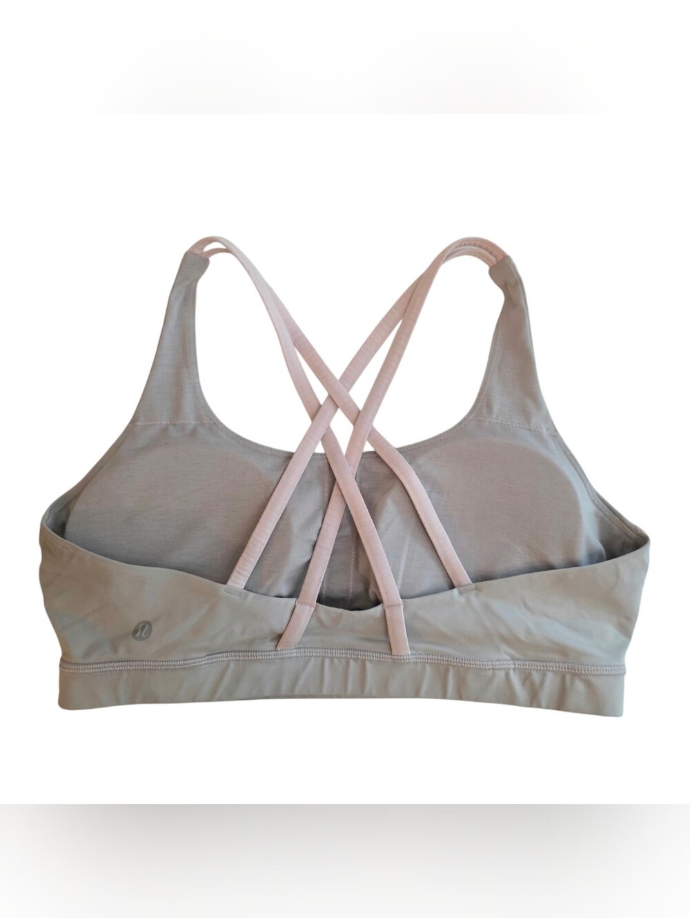 Lululemon Energy Sports Bra 12 Gray Pink Medium Impact Crisscross Padded Gym
